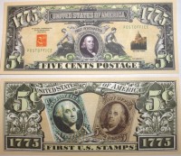 Five Cent First US Stamp Collectible Dollar Bill