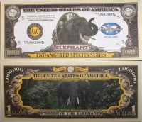 Endangered Elephant One Million Dollar Bill