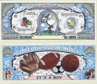 It's A Boy! One Million Dollar Bill