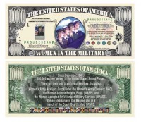 WOMEN IN THE MILITARY COMMEMORATIVE MILLION DOLLAR BILL