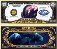Endangered Manatee One Million Dollar Bill