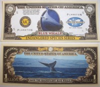 Endangered Blue Whale One Million Dollar Bill