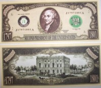 John Adams One Million Dollar Bill