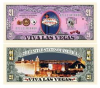 LAS VEGAS SIN CITY GAMBLING 21 DOLLAR BILL