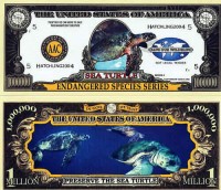 Endangered Sea Turtles One Million Dollar Bill